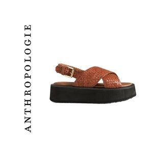 Anthropologie Maeve Cross-Strap Platform Sandals US 10-10.5